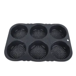 Black Silicone Hamburger Bun Mold with 6 Cavities 7 S89e0673d81014ba9b94290169b94c081q