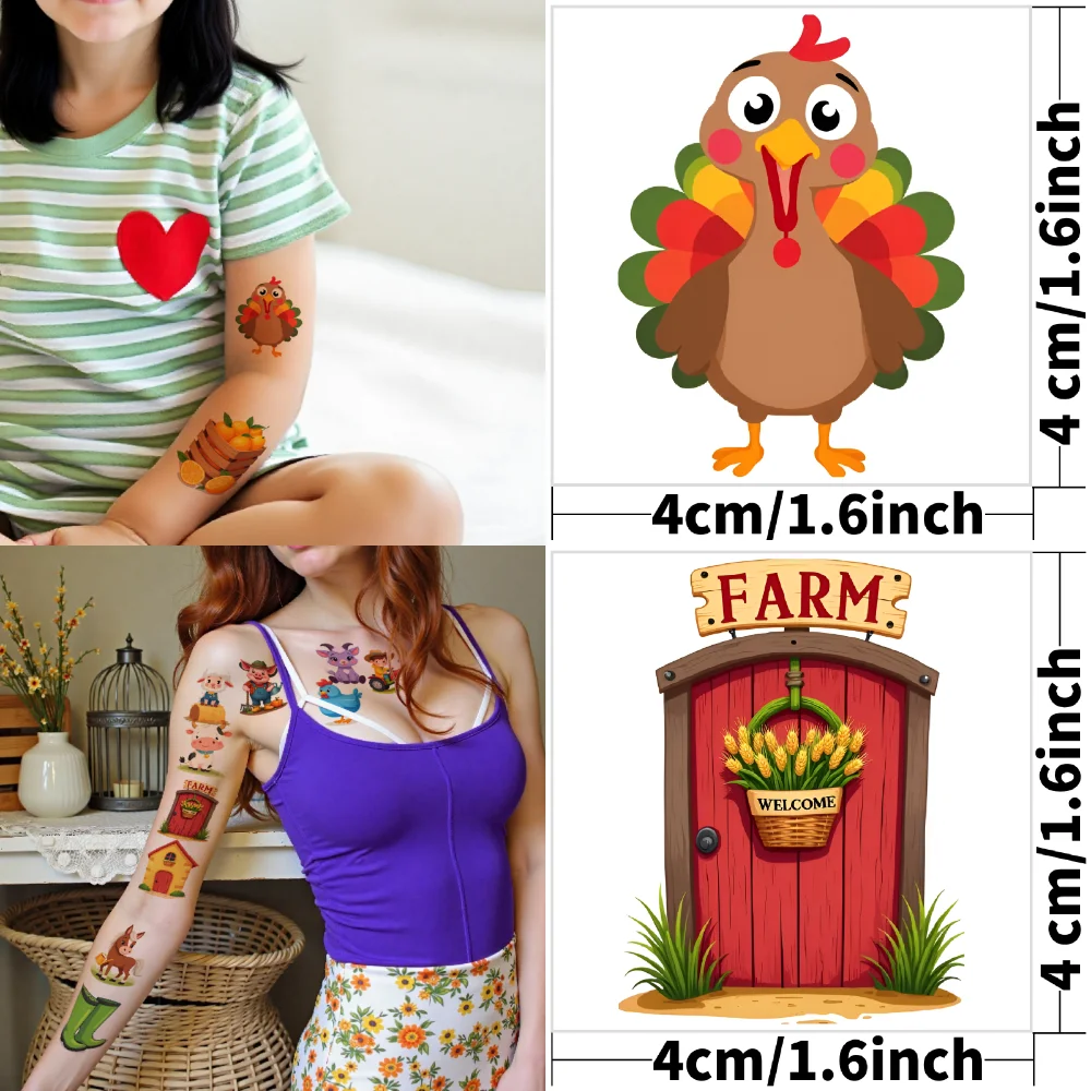 Colorful Farm Cartoon Temporary Tattoos Set 5 Colorful Farm Cartoon Temporary Tattoos Set - Image 5