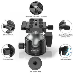 WEYLLAN EH46L Tripod Ball Head with 20kg Support 8 S8a577b09a8a541128fdf78a8525e759cf