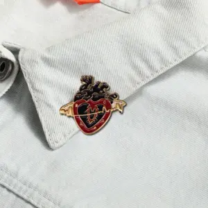 Gothic Heart ECG Metal Pin with Arrow Accent 5 S8a759cb490a949d9bf58a3262fc65972H