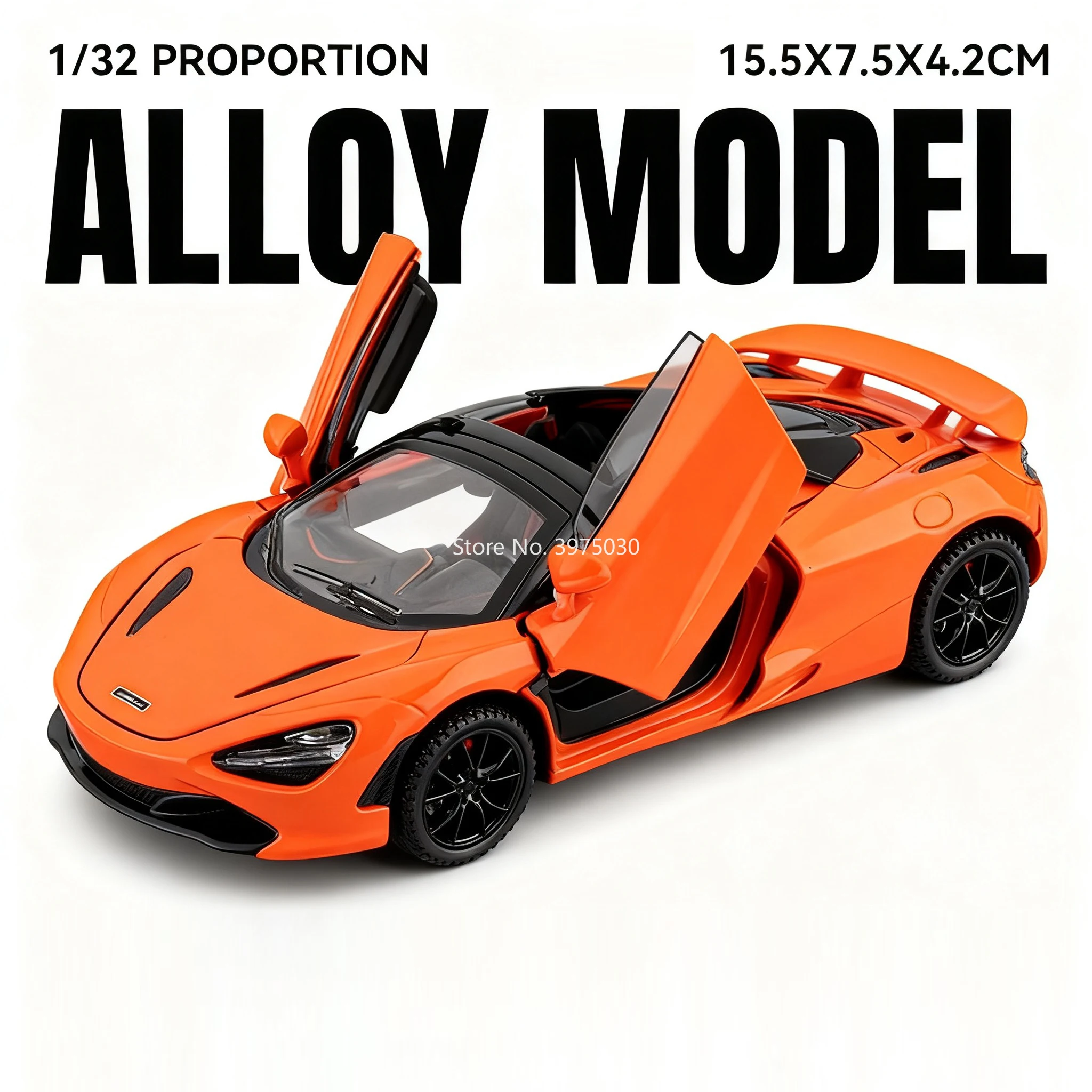 Vibrant Yellow 1:32 Alloy Diecast McLaren 720S Model 7 Vibrant Yellow 1:32 Alloy Diecast McLaren 720S Model - Image 7