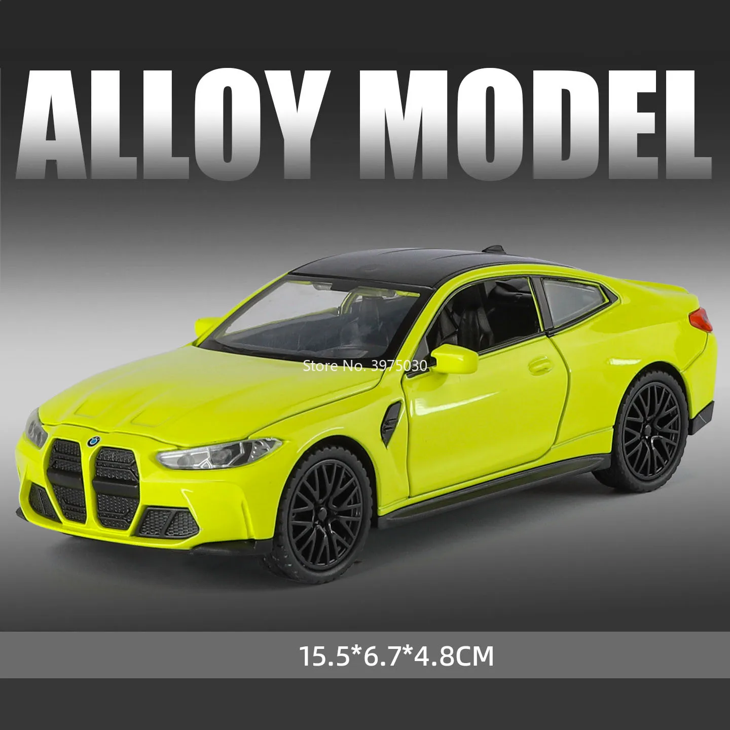 1:32 Scale BMW M4 Diecast Model in Yellow 7 1:32 Scale BMW M4 Diecast Model in Yellow - Image 7
