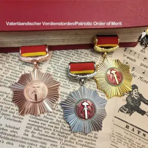 Vintage East German Merit Medal with Ribbon