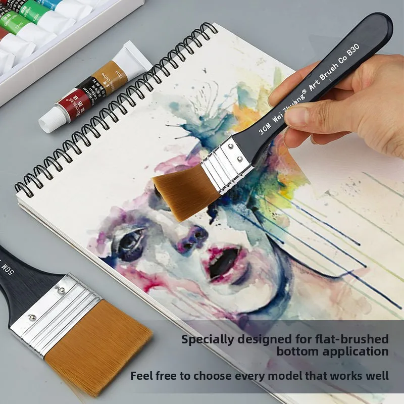 Flat Bright Artist Paint Brushes Set 2 Flat Bright Artist Paint Brushes Set - Image 2