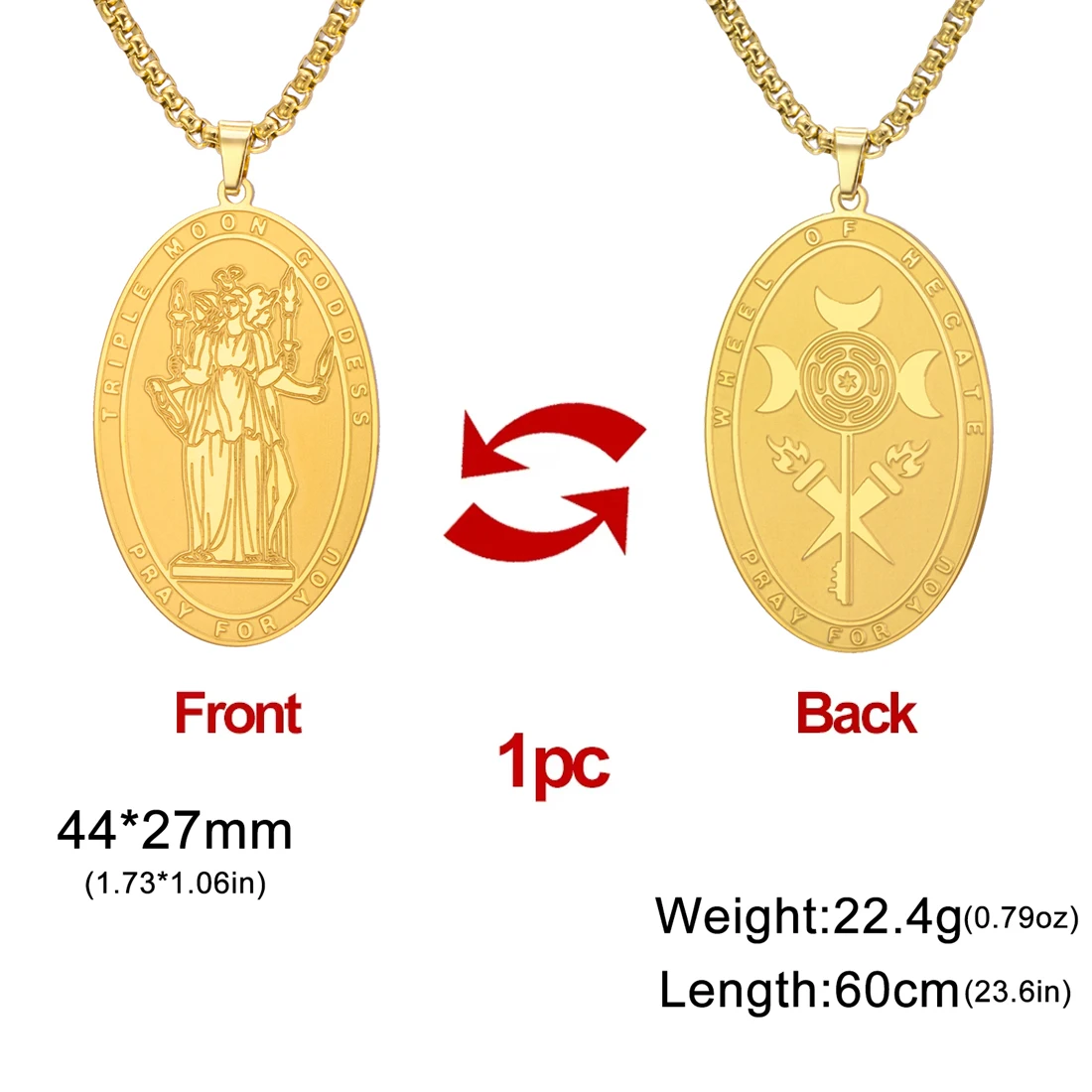 Stainless Steel Triple Moon Necklace 8 Stainless Steel Triple Moon Necklace - Image 8