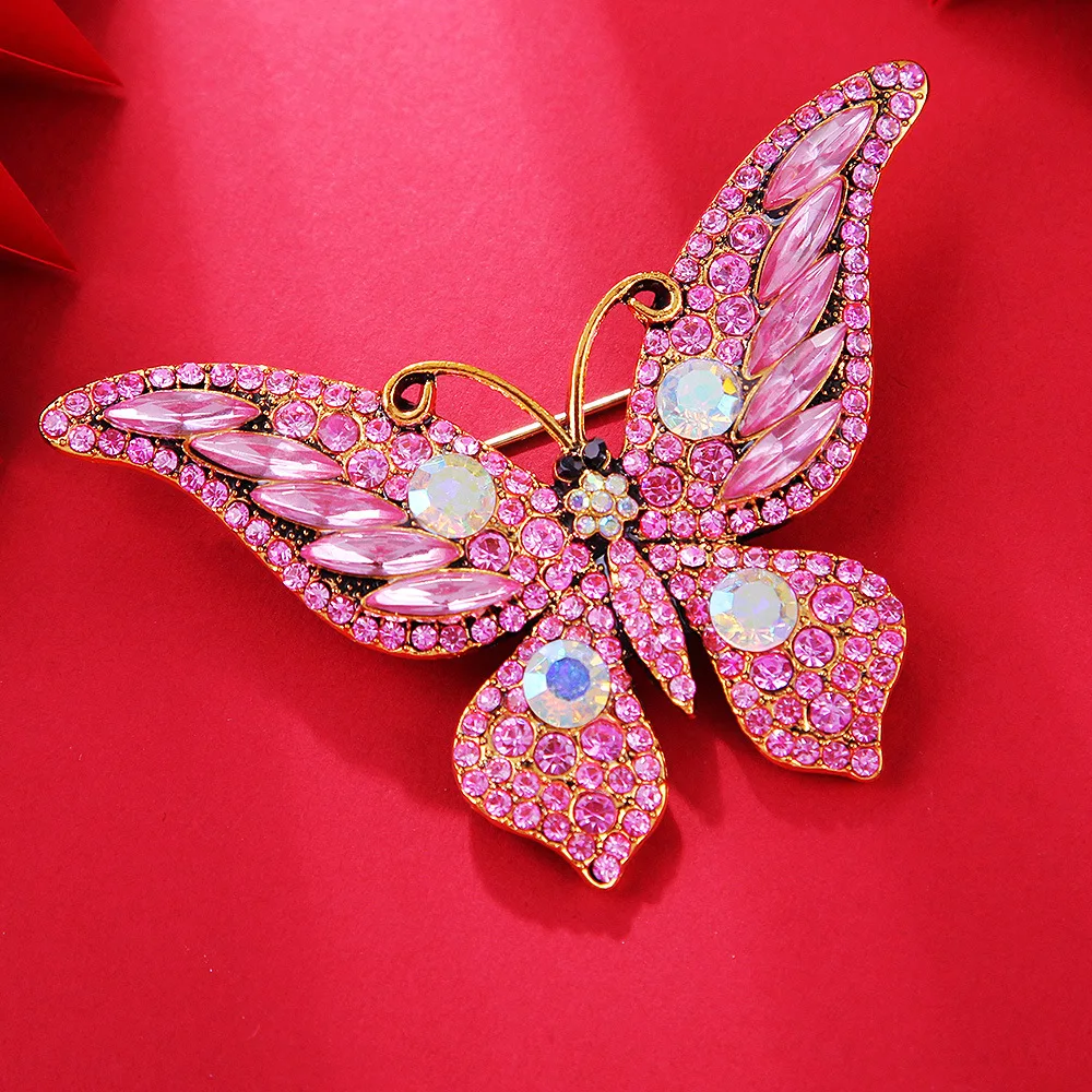 Retro Crystal Butterfly Brooch QHXZ1843 1 Retro Crystal Butterfly Brooch QHXZ1843