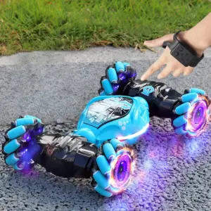 Sky Blue RC Car with LED Lights and Gesture Control