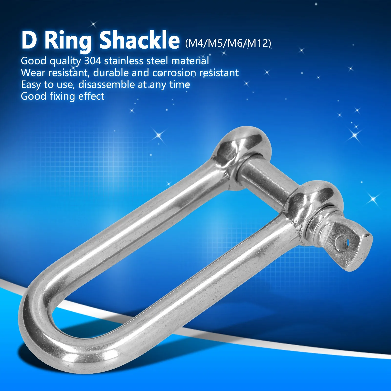 Stainless Steel Long D Shackle 4 Sizes 4 Stainless Steel Long D Shackle 4 Sizes - Image 4