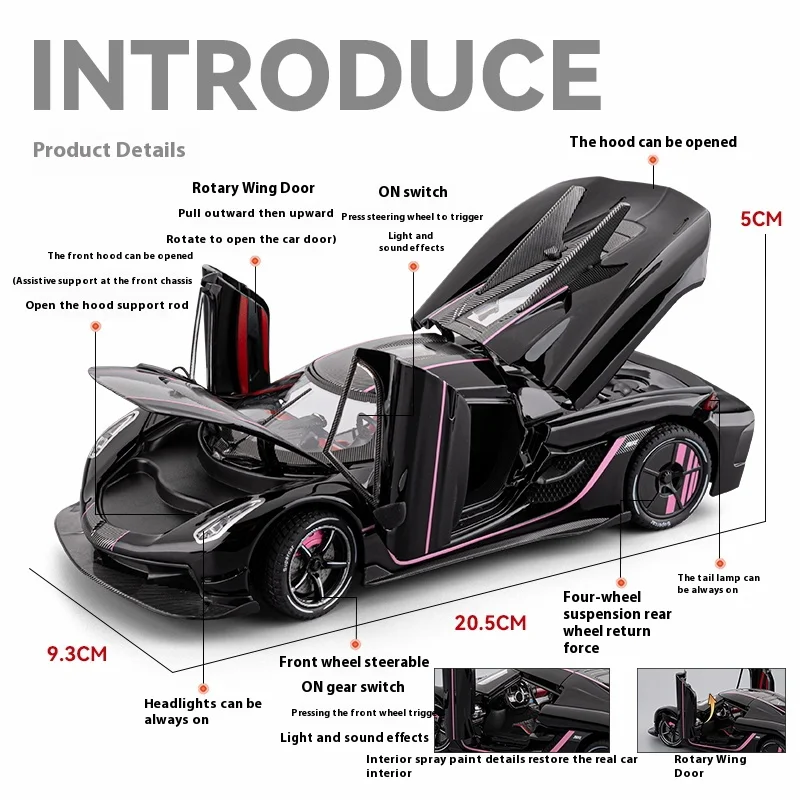 1/24 Jesko Absolute Metal Model Car 2 1/24 Jesko Absolute Metal Model Car - Image 2