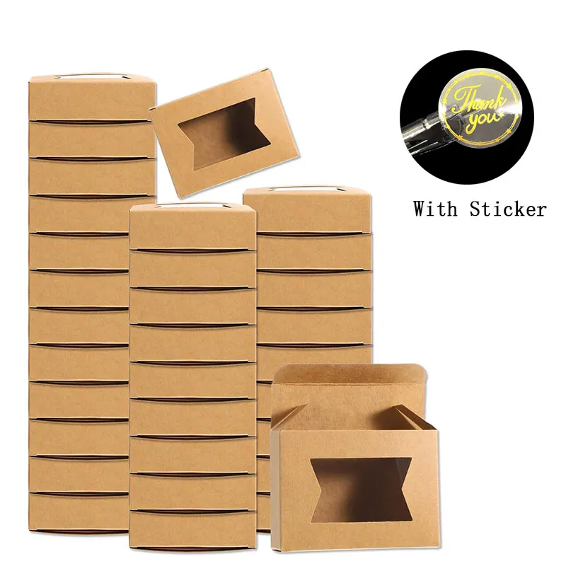 Mini Kraft Gift Boxes with Windows Set 2 Mini Kraft Gift Boxes with Windows Set - Image 2