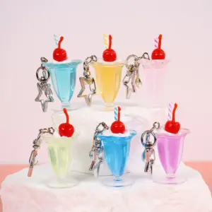Creative Cherry Ice Cream Cup Keychain in Colors