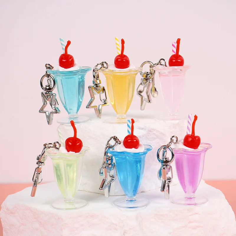 Creative Cherry Ice Cream Cup Keychain in Colors 1 Creative Cherry Ice Cream Cup Keychain in Colors