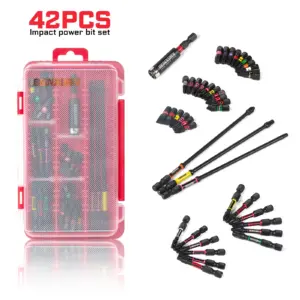 42-Piece Impact Screwdriver Bit Set with Color Coding
