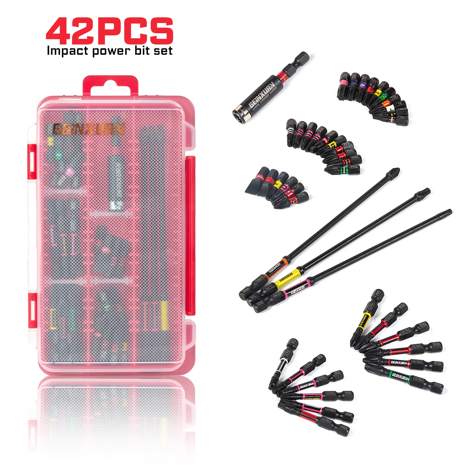 42-Piece Impact Screwdriver Bit Set with Color Coding 1 42-Piece Impact Screwdriver Bit Set with Color Coding