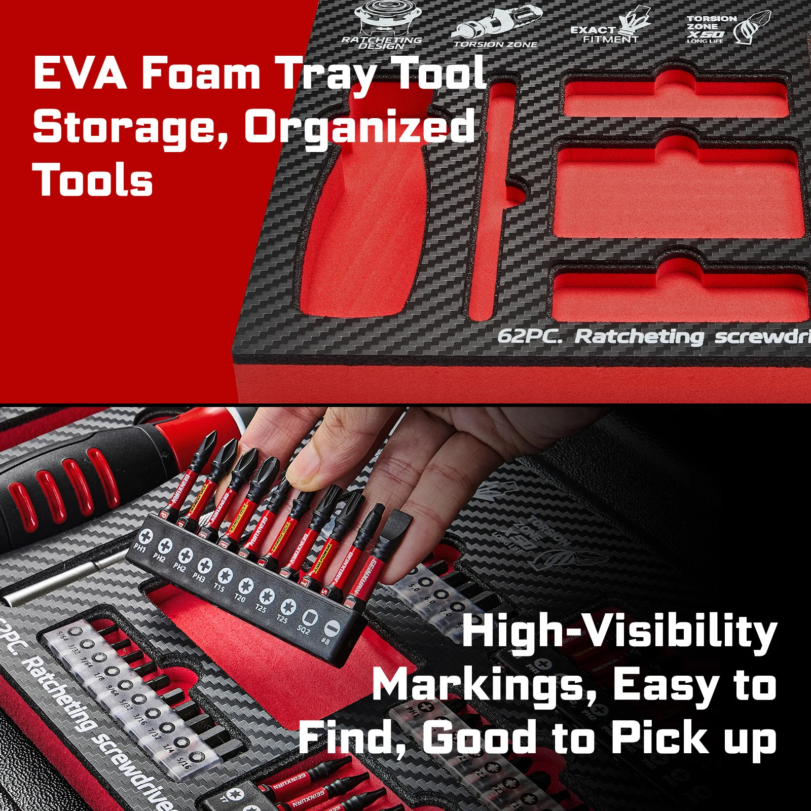 62-Piece Ratcheting Screwdriver Set with Bits 6 62-Piece Ratcheting Screwdriver Set with Bits - Image 6