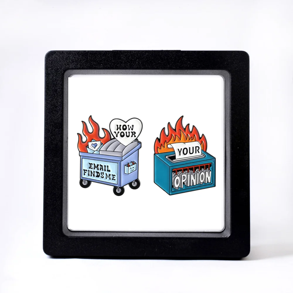 Funny Flame Trash Can Brooch for Style 5 Funny Flame Trash Can Brooch for Style - Image 5