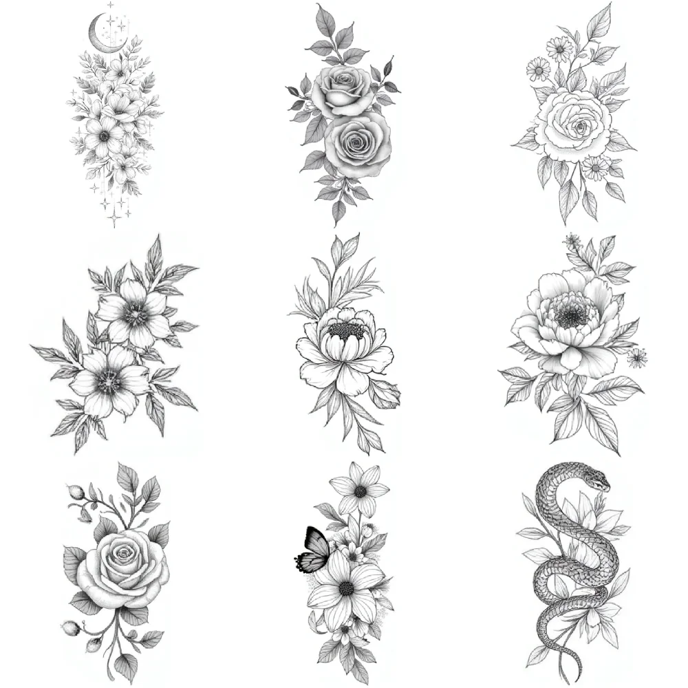 Set of 9 Elegant Line Art Temporary Tattoos 9 Set of 9 Elegant Line Art Temporary Tattoos - Image 9