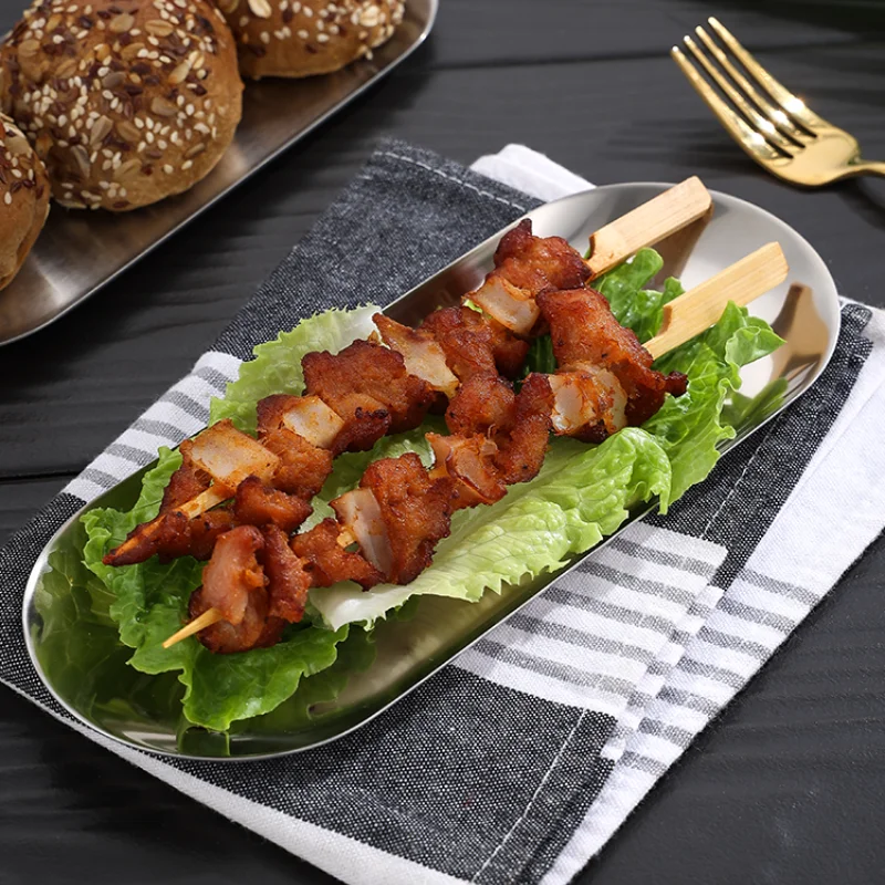 Stainless Steel Oval Serving Trays Set 3 Stainless Steel Oval Serving Trays Set - Image 3