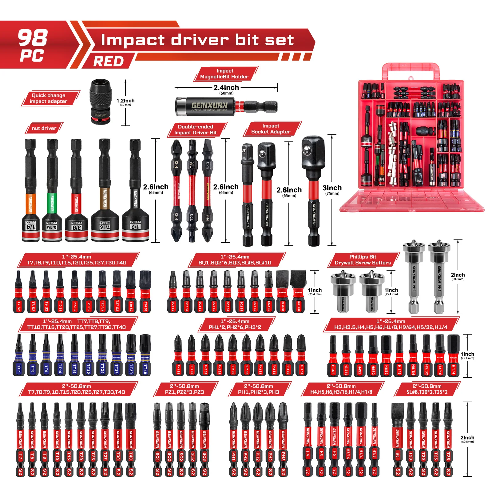 Professional Impact Screwdriver Set with 98 Pieces 7 Professional Impact Screwdriver Set with 98 Pieces - Image 7