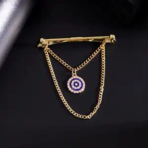 Gold-Tone Lightning Cross Tie Clip with Pendant 12 S91e5a55e6ae946a189ab66586a157ec61