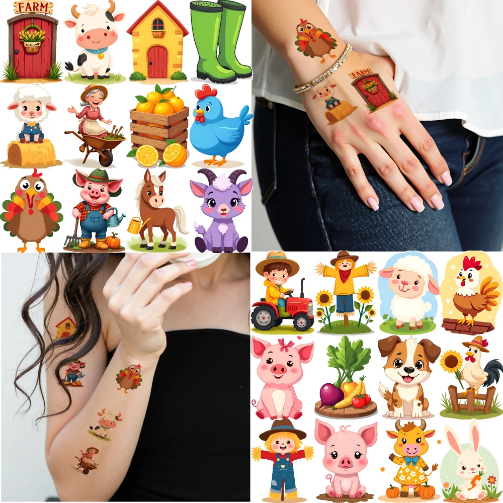 Colorful Farm Cartoon Temporary Tattoos Set 4 Colorful Farm Cartoon Temporary Tattoos Set - Image 4