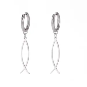 Stainless Steel Ichthys Jesus Fish Earrings 18 S926f3d94e7a44bcd93c5437f576ed6dbz
