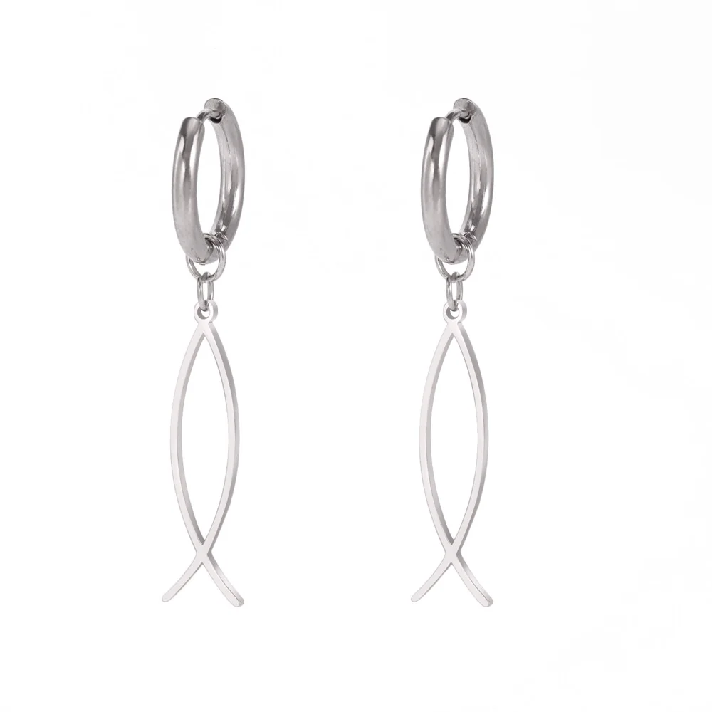Stainless Steel Ichthys Jesus Fish Earrings 9 Stainless Steel Ichthys Jesus Fish Earrings - Image 9