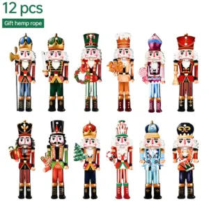 Festive Wooden Nutcracker Soldier Ornaments Set 12 S92bd3954b241445683931d511ab31a65d