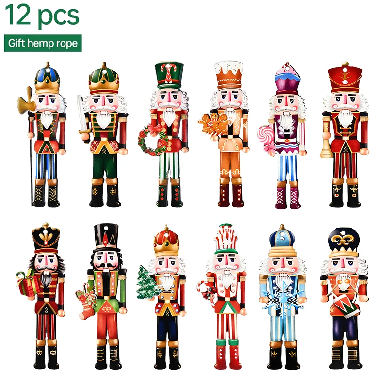 Festive Wooden Nutcracker Soldier Ornaments Set 6 Festive Wooden Nutcracker Soldier Ornaments Set - Image 6