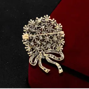 Vintage Floral Brooch with Gem Accents 10 S93548429699a4adebc6f327e61fba7081