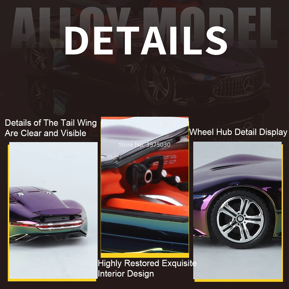 Gold Benz Vision GT Diecast Model Car 1:24 Scale 3 Gold Benz Vision GT Diecast Model Car 1:24 Scale - Image 3