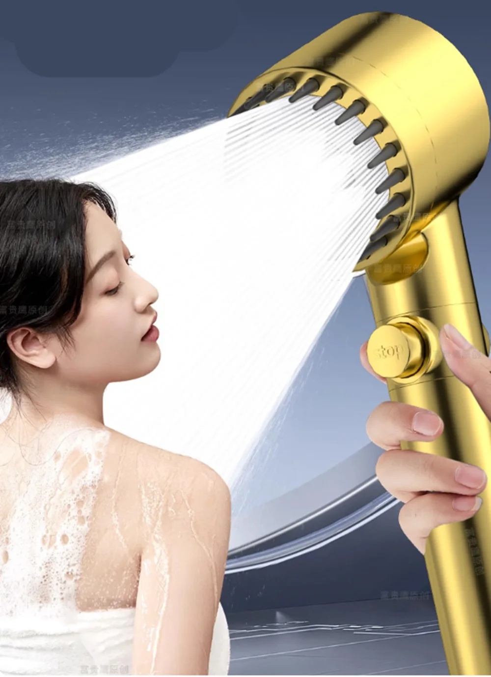 High-Pressure Gold Shower Head with Adjustable Modes 3 High-Pressure Gold Shower Head with Adjustable Modes - Image 3