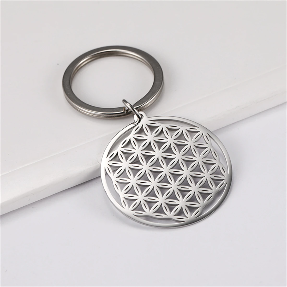 Stainless Steel Flower of Life Keychain 4 Stainless Steel Flower of Life Keychain - Image 4