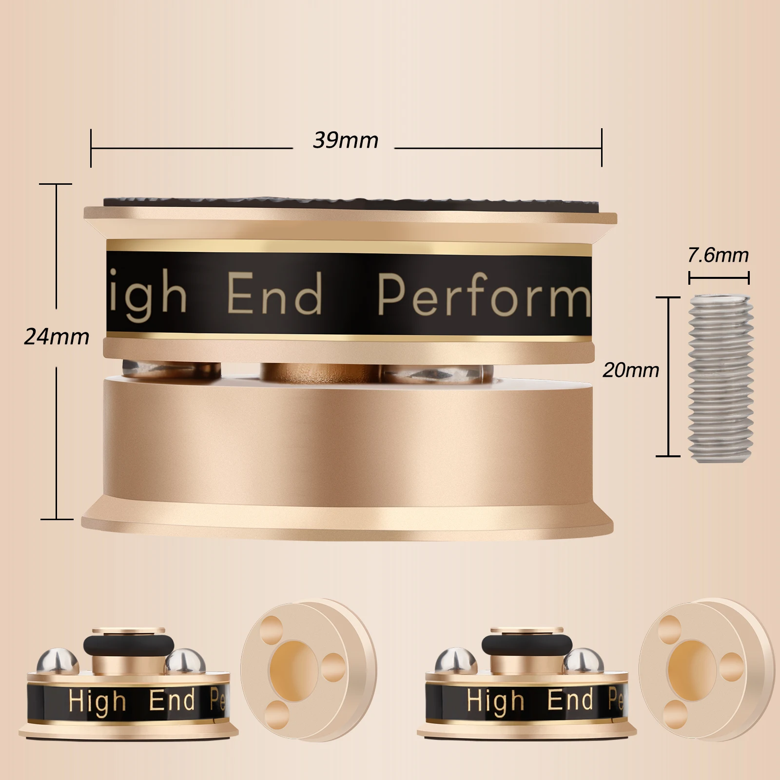 Premium Aluminum Speaker Feet with Vibration Isolation 3 Premium Aluminum Speaker Feet with Vibration Isolation - Image 3