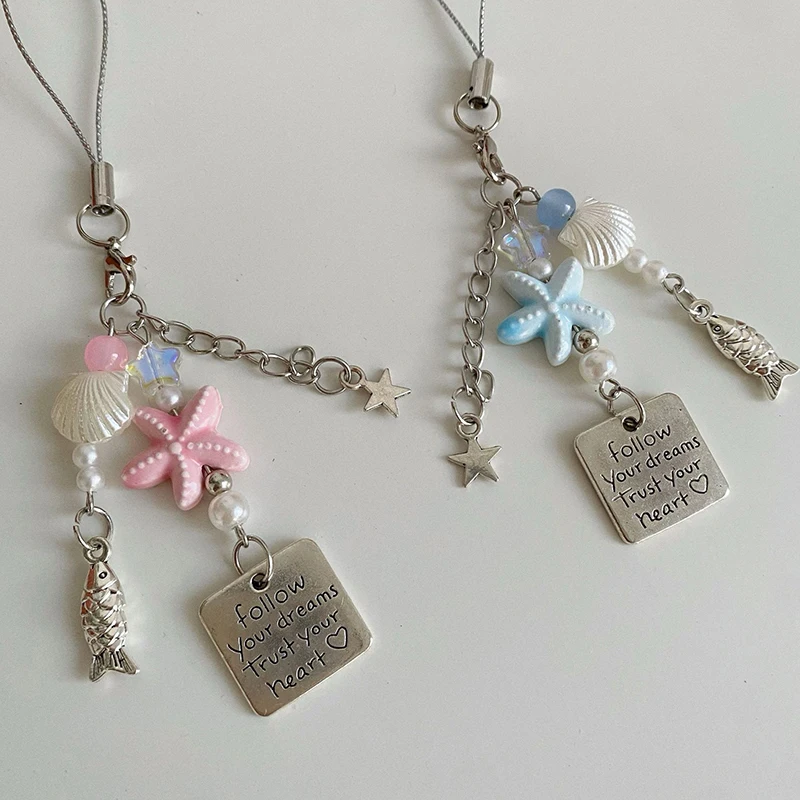 Summer Starfish Fish Phone Chain in Pink & Blue 6 Summer Starfish Fish Phone Chain in Pink & Blue - Image 6