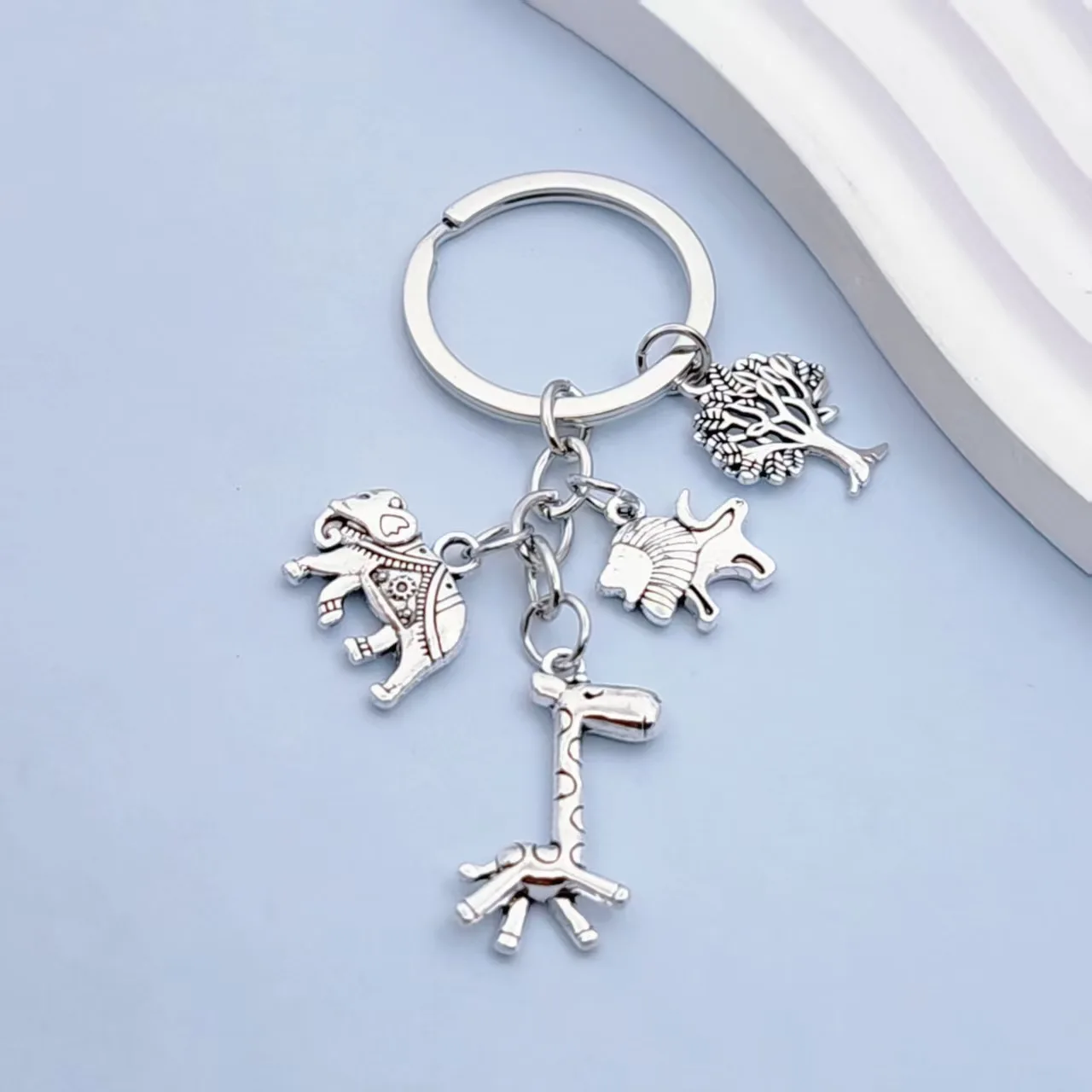Vintage Stainless Steel Keychain with Charms 2 Vintage Stainless Steel Keychain with Charms - Image 2