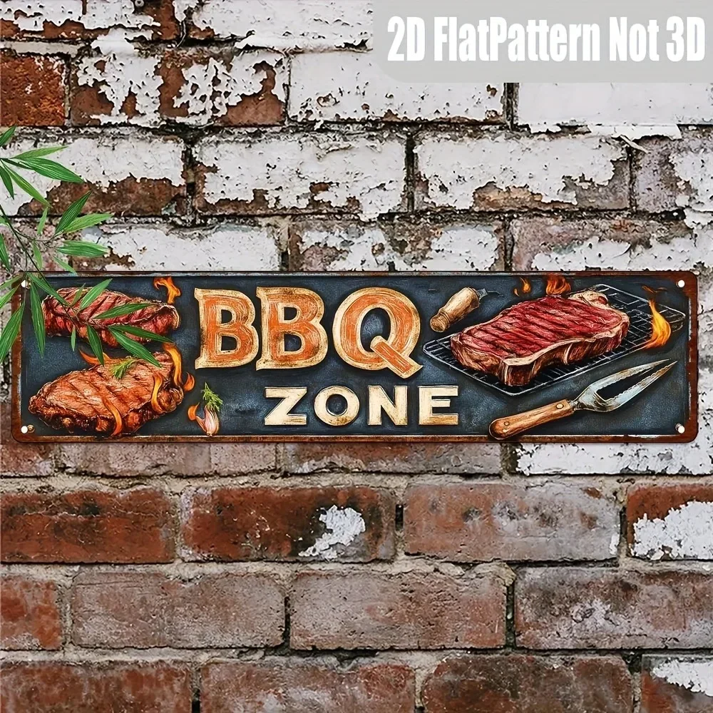Vintage BBQ Zone Metal Sign 40cm x 10cm 3 Vintage BBQ Zone Metal Sign 40cm x 10cm - Image 3