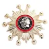 Vintage Starburst Alloy Brooch Pin with Red Accent