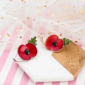 Vibrant Red Poppy Brooch for Women & Men