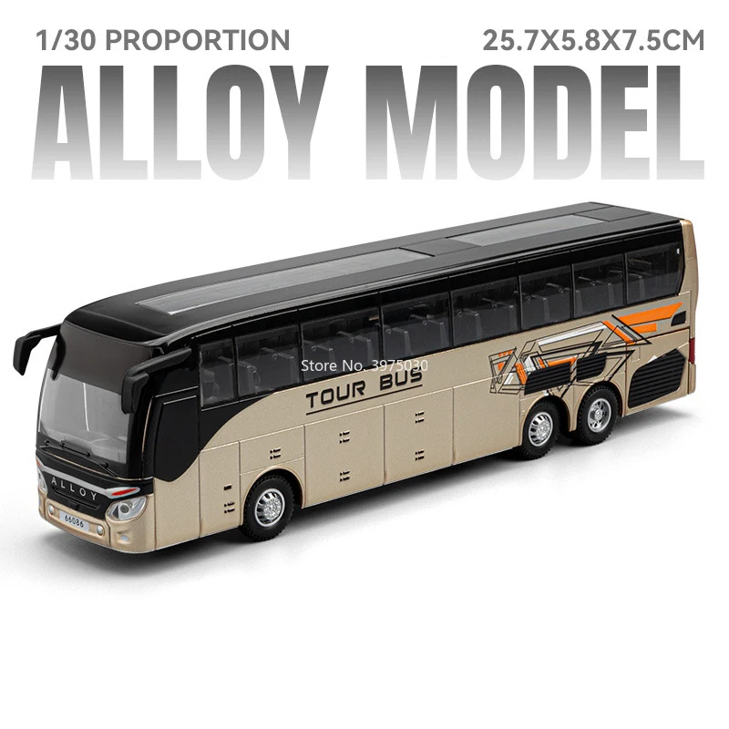 1:30 Alloy Diecast Shuttle Bus Model in Gold, White, Blue 7 1:30 Alloy Diecast Shuttle Bus Model in Gold, White, Blue - Image 7