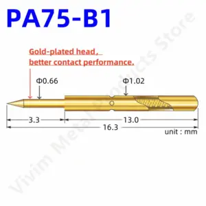Spring Test Probe 16.3mm, Gold-Plated, 2A Rated 7 S95e873da421841e7b912b28ba9f78a71U