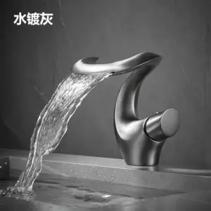 Waterfall Bathroom Faucet in Brushed Gun Grey 17 S96604784219f469882e13fa0dcd8c613m