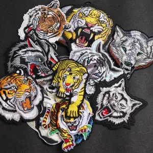 Embroidered Tiger and Wolf Head Patches Set 12 S9876aaeb5d1c40ef9c36cd88a2fa8d16Z
