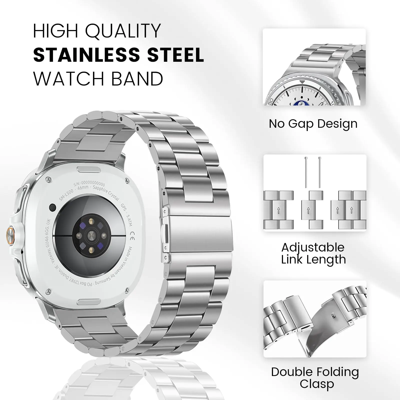 Stainless Steel Watch Band for Samsung Galaxy Watch 8 4 Stainless Steel Watch Band for Samsung Galaxy Watch 8 - Image 4