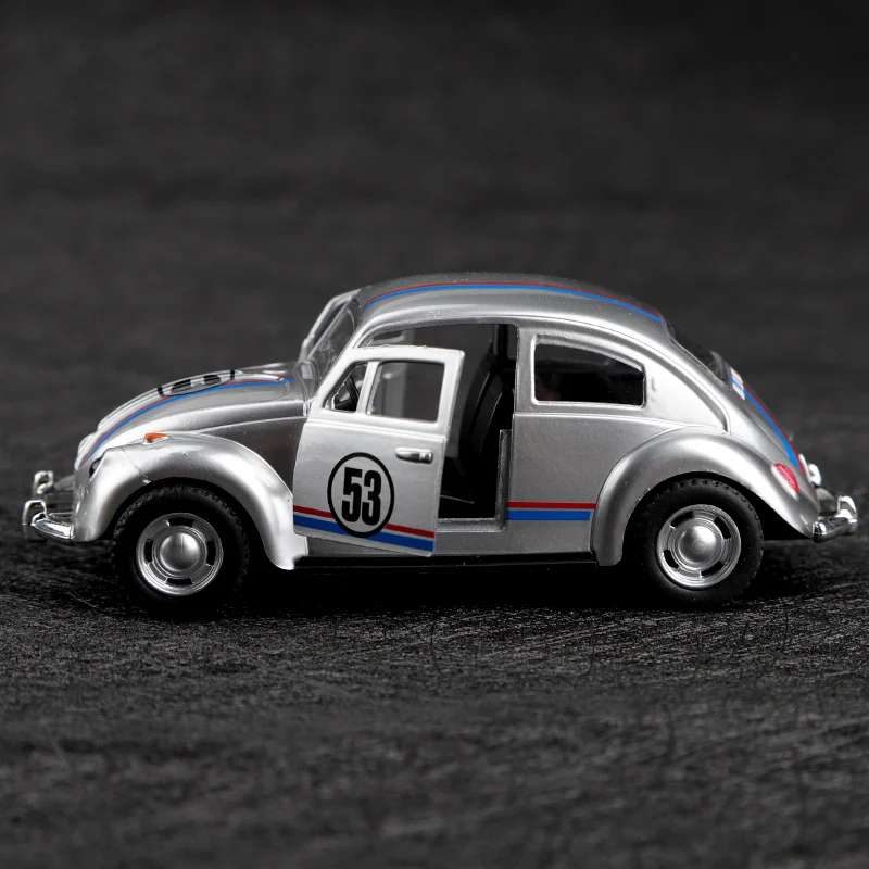 Silver Volkswagen Beetle 1:36 Scale Diecast Model 4 Silver Volkswagen Beetle 1:36 Scale Diecast Model - Image 4