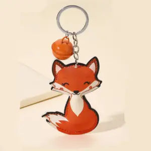 Vibrant Orange Fox Keychain with Gold Accents 12 S99601805cc114bbbb23ffe205d16811cJ