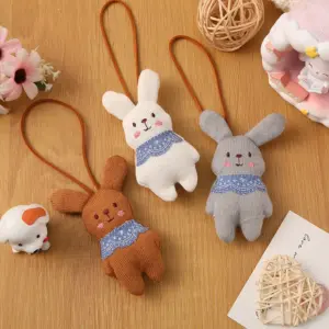 Plush Bunny Keychain in Vibrant Colors