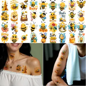 Bee Cartoon Tattoo Stickers Set for Adults 9 S99c9a561ee5a4c9ebdbb3be278be5231M