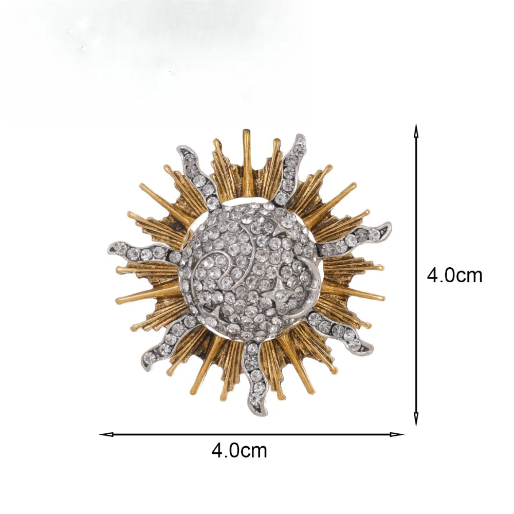 Retro Sun Brooch with Two-Tone Finish 2 Retro Sun Brooch with Two-Tone Finish - Image 2