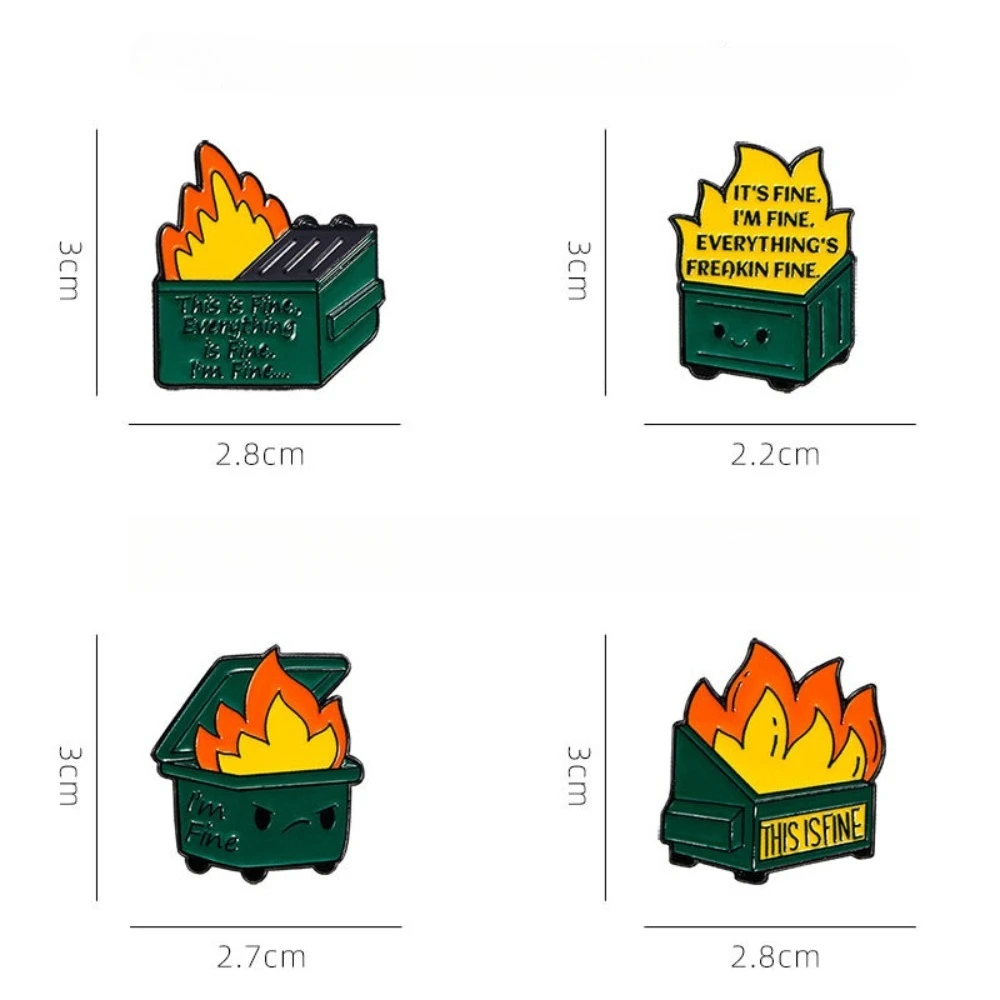 Humorous "It's Fine" Enamel Pin Set 6 Humorous "It's Fine" Enamel Pin Set - Image 6